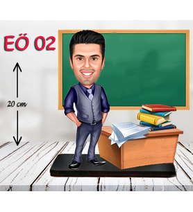 Kişiye Özel Ahşap Biblo - Erkek Öğretmen Karikatür Biblo - Öğretmen Biblo 2