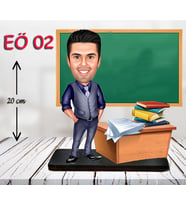 Kişiye Özel Ahşap Biblo - Erkek Öğretmen Karikatür Biblo - Öğretmen Biblo 2