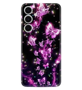 Samsung Galaxy A26 Kılıf Boutique Baskılı Resimli Pembe Neon Kelebekler Pcode -100