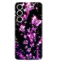 Samsung Galaxy A26 Kılıf Boutique Baskılı Resimli Pembe Neon Kelebekler Pcode -100