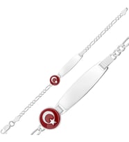 Kişiye Özel Türk Bayrağı Figürlü Gümüş Çocuk Künyesi