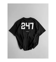 Baskılı Oversize Bisiklet Yaka T-shirt - Siyah