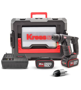 Kress KUC50.2 20Volt/4.0Ah. Li-ion Çift Akülü Kömürsüz 1.7J Profesyonel SDS-Plus Pnömatik Matkap + 10mm Mandren
