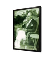 Atatürk Kahve İçerken Çerçeveli Mdf Tablo