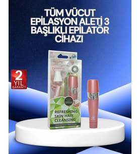 3 Başlıklı Yüz Vücut Tüy Temizleme Pembe