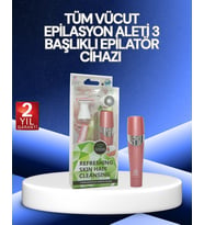 3 Başlıklı Yüz Vücut Tüy Temizleme Pembe