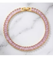 FerizZ  Altın Kaplama Pembe Zirkon Taşlı Su Yolu Bileklik BLK-948 (Gold)