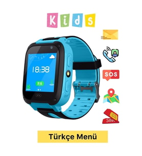 Çocuklar İçin Sim Kartlı GPS Konum ve Sosyal Ortam Dinleme Akıllı Saat Mavi