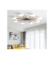Modern Ahşap Detaylı Led Avize 8'li_beyaz
