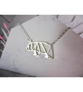 Gümüş  Origami Ayı Kolye