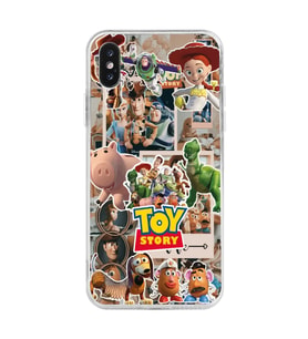 Iphone X ve XS Uyumlu Toy Story Kolaj Tasarımlı Şeffaf Telefon Kılıfı