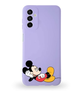 Samsung Galaxy M23 Uyumlu Lansman Kılıf Altı Kapalı İçi Kadife  Mickey Mouse-F Tasarımlı  Kapak (Şeffaf)