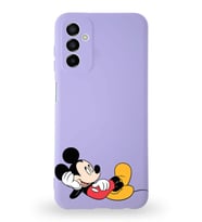 Samsung Galaxy M23 Uyumlu Lansman Kılıf Altı Kapalı İçi Kadife  Mickey Mouse-F Tasarımlı  Kapak (Şeffaf)