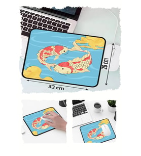Ying Yang Balık Tasarımlı 33x28 Cm Mousepad Kaymaz Taban Rahat Konforlu Mouse Pad
