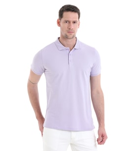 Hatemoğlu Lila Regular Fit Düz %100 Pamuklu Polo Yaka Tişört