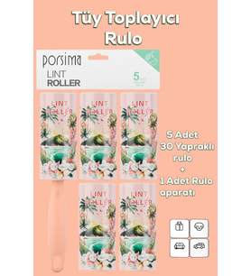 Porsima 3106 Kedi Köpek Tüy Toplayıcı Rulo + 4 Adet Yedek Rulo Somon