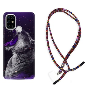 Casper E30 F20 X20 Kılıf Boyun Asklı Rasta Silikon Purple Leopar 1750