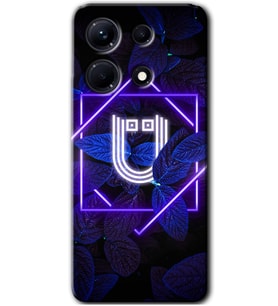 İnfinix Note 30 Kılıf HD Desen Baskılı Arka Kapak - Dark Neon Yaprak Ü Harfi