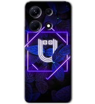 İnfinix Note 30 Kılıf HD Desen Baskılı Arka Kapak - Dark Neon Yaprak Ü Harfi