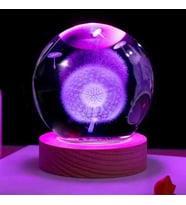 Wolawood Kristal Cam Kar Küresi 3D Renk Değiştiren Rgb'li Doğal Ahşap Standlı USB Kablolu LED Işıklı Lamba Seti Konsept Dekoratif Hediyelik Eşya Top Dekor Özel Premium Seri