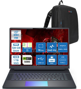 Dell Alienware 16 Area-51 AA16250 Ultra 9 275HX Ddr5 128GB 1tb SSD 16GB/RTX5080 175W 16INÇ Wqxga 240Hz 500NITS 3ms WINDOWS11HOME Gaming Laptop AA1625080H51+ZETTAÇANTA