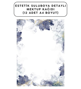Estetik Suluboya Detaylı Mektup Kağıdı (12 Adet A4 Boyut)