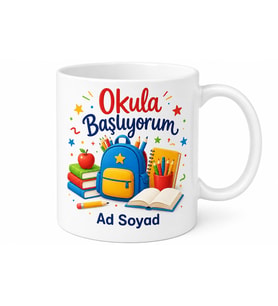 İsimli Çocuk Kupası Okula Başlıyorum Yazılı Özel Tasarım Hediye Bardak