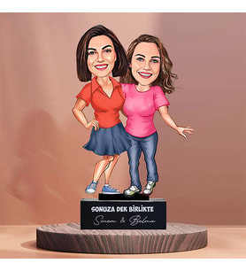 Kişiye Özel Candan Dostlar Arkadaşa Hediye Karikatürlü Biblo