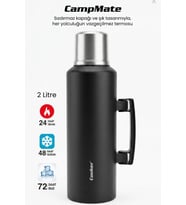 Cooker 2 Litre Kulplu Paslanmaz Çelik Kamp Termos CKR-2128 Siyah