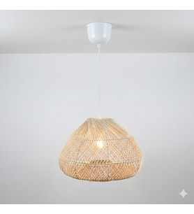 Panalı Dekoratif Doğal Rattan Sarkıt Avize (41 x 26)