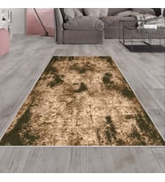 Vizon Renkli Kum Desenli Yıkanabilir Kaymaz Taban Leke Tutmaz Modern Salon Halısı ve Yolluk (Haki)
