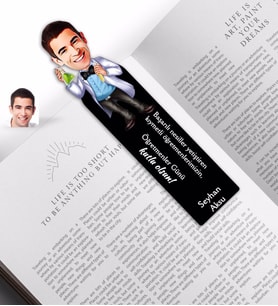 BK Gift Kişiye Özel Erkek Kimya Öğretmeni Karikatürlü Ahşap Kitap Ayracı-3