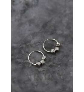 Papatya Silver 925 Ayar Gümüş Üç Dorika Toplu Halka Küpe (Rodyum)