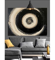 Siyah Beyaz Soyut Spiral Dekoratif Kanvas - Mdf Ahşap Tablo