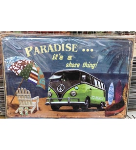 cosy home gift Retro Metal Eskitme Volkswagen Araba Paradıse Kabartılmış Masa Süsü
