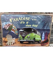 cosy home gift Retro Metal Eskitme Volkswagen Araba Paradıse Kabartılmış Masa Süsü