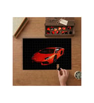 Kırmızı Spor Lüks Araba Tasarımı 240 parça Ahşap Puzzle Ahşap Kutuda MP02885