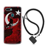 Oppo A5S A15 A16 A54 A55 A73 A74 Kılıf Boyun Askılı Silikon Wolf and Moon 2 1381