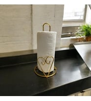 Kalp Detaylı Gold Metal Kağıt Havluluk - Tezgah Üstü - Mutfak/Banyo