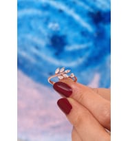 Yaprak Model 14 K Rose Altın Kaplama Kadın Yüzük