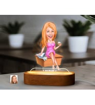 BK Gift Kişiye Özel Kadın Karikatürlü Dekoratif 3D Biblo LED Işıklı Gece Lambası-13, Sevgiliye Hediye, Arkadaşa Hediye, Doğum Günü Hediyesi