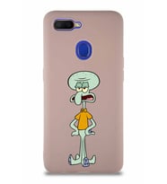 Oppo A12 Soft Premier Kapak Squidward Dokunaç Tasarımlı Silikon Kılıf - Pudra (Şeffaf)