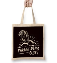Paragliding Girl Paraglider Parachute Skydiving Flying Pilot Bez Çanta Uzun Saplı