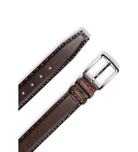 Hakiki Deri Erkek Kemer – Dikiş Desen, 4 cm, Kahve  7604 (A.Kahve)