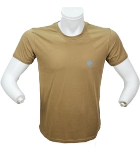 %100 Pamuk Bej Kısa Kollu Tişört, Bisiklet Yaka Rahat T-Shirt