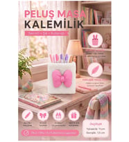 Pembe Peluş Masaüstü Kalemlik, Renkli ve Şık Ofis Düzenleyici