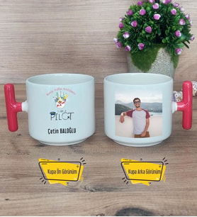 Pilot Kupa Bardak Fotoğraflı T Kırmızı Kulplu Pilota  Hediye