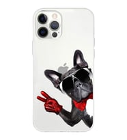 PrintiFy Apple  iPhone 12 Pro ile Uyumlu 1mm Slim Fit Köpek 2 050e Baskılı Şeffaf  Kılıf