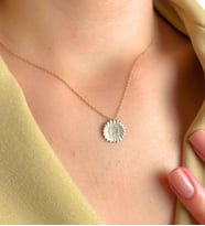 Kişiye Özel 925 Ayar Gümüş Şık Ayçiçeği Kolye (Gold)