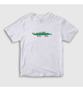 Presmono Unisex Çocuk Beyaz Little Alligator Timsah T-Shirt 288491tt (Beyaz)